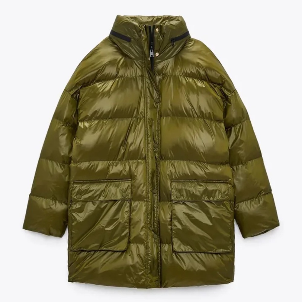 Zara Olive Green Puffer Jacket